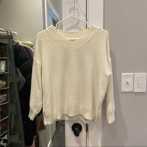Cream v neck sweater